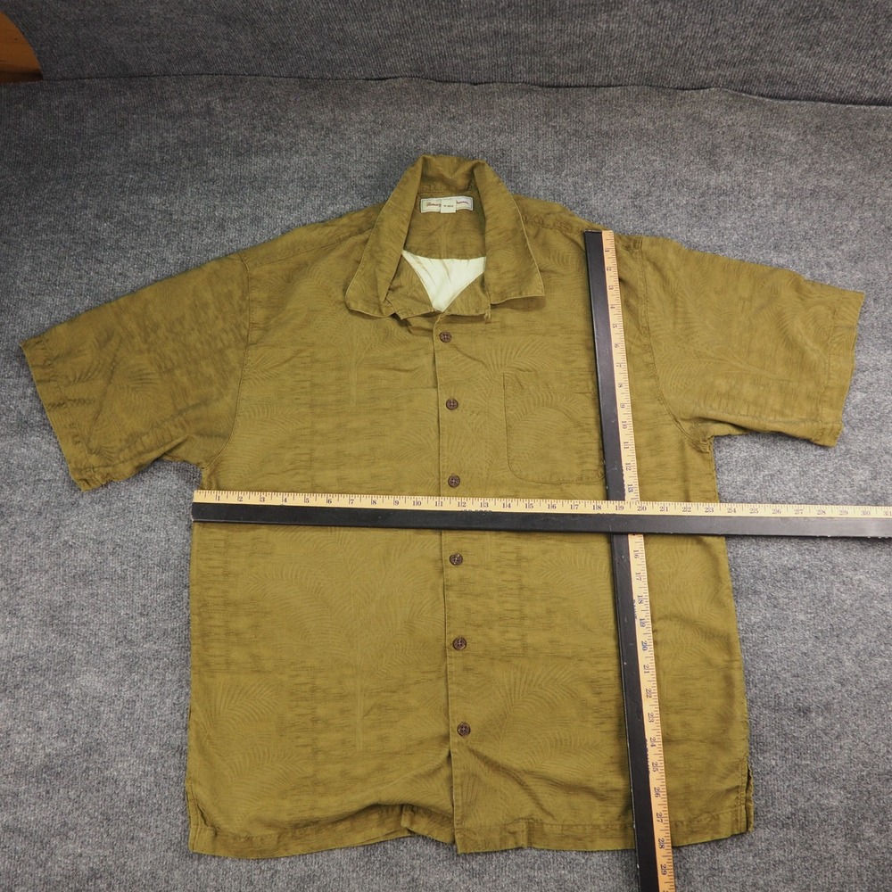 Tommy Bahama Shirt Mens XL Silk Olive Green Palm Tree Aloha Tropical Camp Shirt - Picture 4 of 8